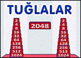 2048 Tuğlalar - Meşhur 2048 oyununu bu sefer hanoi kulesi şeklinde tuğlalarla oynuyoruz