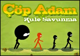 Çöp Adam Kule Savunma - Savunma kuleleri kurarak ardıarkası kesilmeden gelen çöp adamları temizle