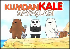 Sahilde kumdan muhteşem bir kale yapan ayı kardeşler umka grizzly ve panda kalelerini kıskanıp yıkmaya çalışan çocuklara karşı koyuyor