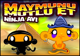 Maymunu Mutlu Et Ninja Avı - Minik maymunumuzu mutlu etmek için bu sefer minik ninjaları bulmaya çalışıyoruz