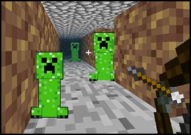 Minecraft temalı 3D mahzenlerde önüne çıkan creeperları öldürerek çıkışa ulaş