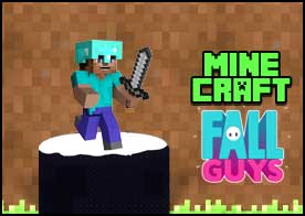 Meşhur Fall Guys oyununu bu sefer Minecraft temalı olarak oynayın online rakiplare karşı yarışın zorlu parkurları tamamlayın