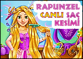 Rapunzel Canlı Saç Kesimi - Güzel ve uzun saçları olan masal kahramanı Rapunze'lin saçlarını gerçek zamanlı olarak istediğiniz gibi kesip şekil verin