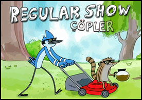 Regular Show'dan Mordecai ve Rigby olarak arka bahçeyi çöplerden temizleyin