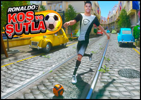 Ronaldo olarak Paris sokaklarında koşarak top sür önüne çıkan hedeflere topu şutlayarak ilerle