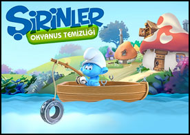 Hain Gargamel ve kedisi Azman ellerine geçen kötü eşyaları denize atıyorlar şirinler olarak onların yaptığı pisliği temizlemelisin