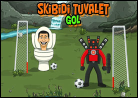Skibidi Tuvalet Gol - Fizik tabanlı bu skibidi tuvalet kafa oyununda skibidi kafaları kontrol ederek rakip takımın kalesini gol yağmuruna tut