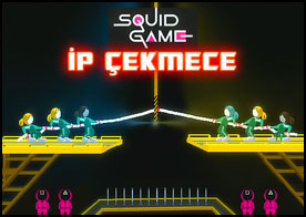 Squid Game heyecanı ip çekme oyunu ile devam ediyor ipe tüm gücünüzle asılın ve karşı tarafı aşağı düşürün