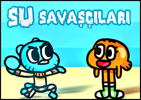 Su Savaşçıları - Gumball ve Darwin su balonları fırlatarak düşmanları temizliyor