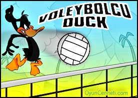 Voleybolcu Duck - Dufy Duck plajda rakibiyle kıyasıya veleybol oynuyor