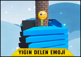 Renkli tahta blokları bu sefer emoji olarak aradaki sert engellere çarpmadan parçalıyoruz