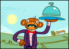 Garson maymun olarak müşterilere istedikleri yiyecekleri bisikleti kullanarak götürün