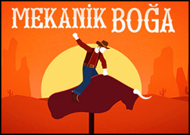 Rodeo turnuvası için hazırlık yapan kovboyumuza mekanik boğa üzerinde en uzun süre kalması için yardımcı ol - 2