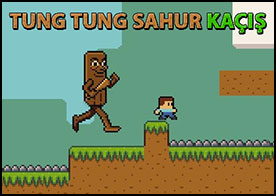 Minecraft karakteri Steve olarak peşindeki Tung Tung Sahur olarak bilinen tuhaf ve acayip anomaliden kaçın