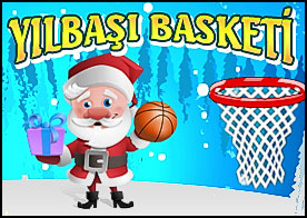 Yeniyıl temalı klasik basketbol oyunu engelleri aşıp basket topunu potaya sok