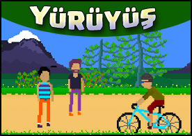 Güzel bir günde ormanını kenarında yürüyüş yapan insanlarla zevkli bir yarış yap